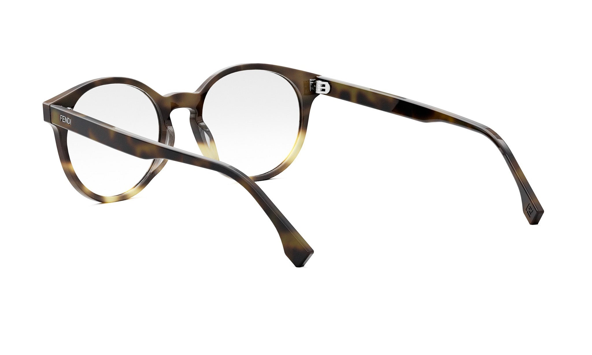 A pair of tortoiseshell-framed glasses with a dark tortoiseshell frame and a lighter tortoiseshell center.