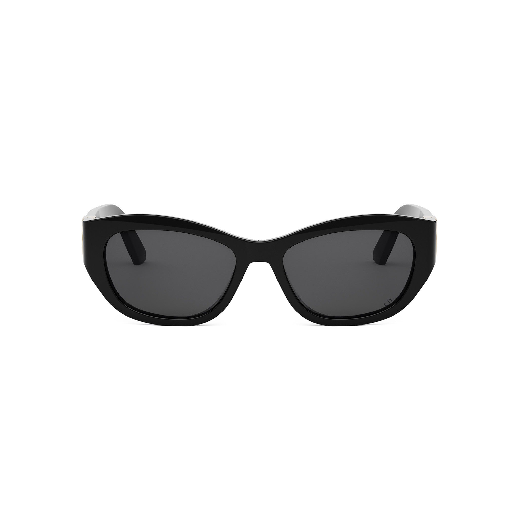 A pair of black cat-eye sunglasses against a white background.