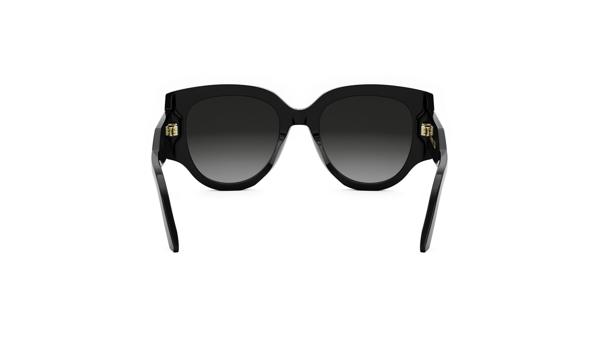 A pair of black sunglasses with a gradient lens design.