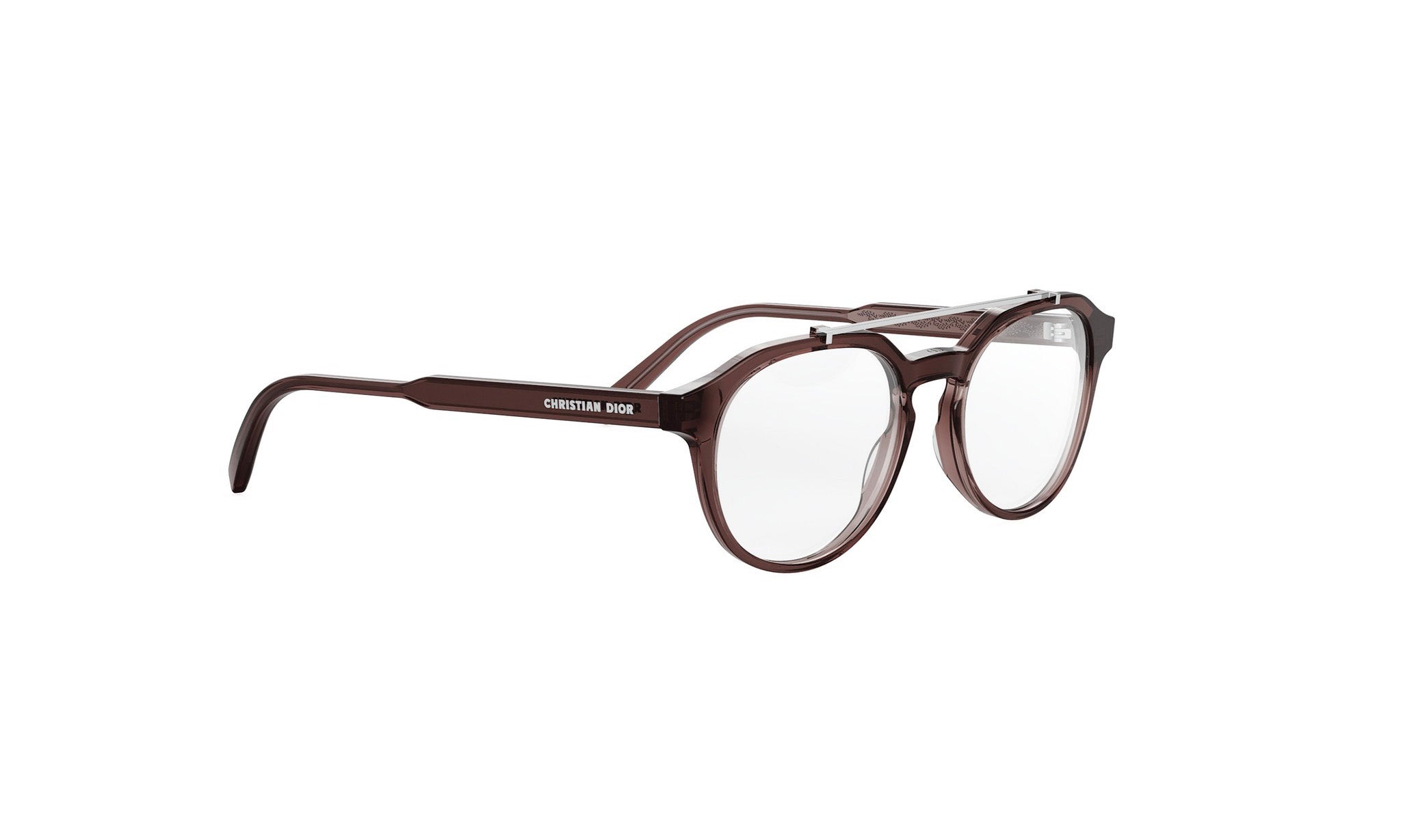 A pair of brown-framed glasses with clear lenses.