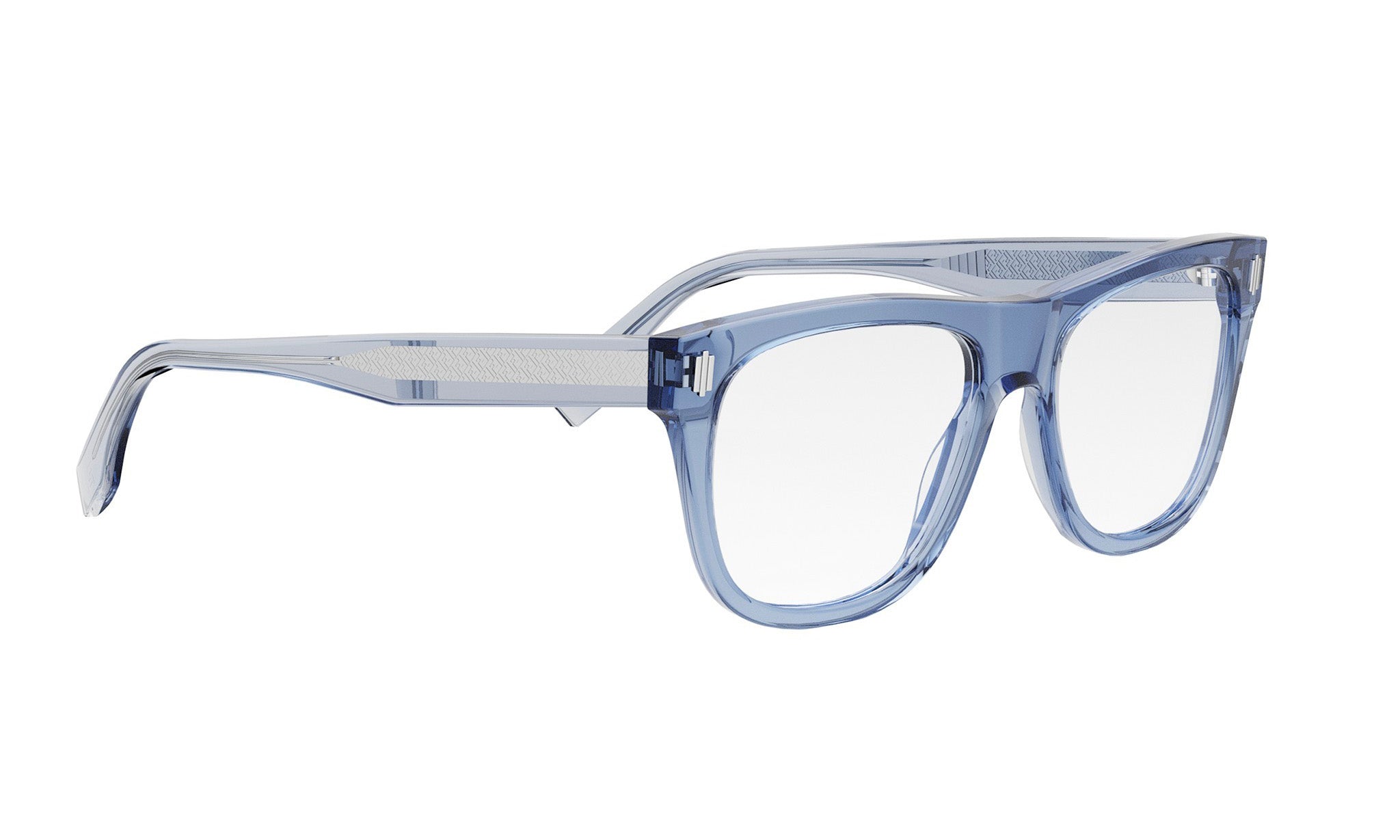A pair of clear, blue-tinted glasses with a sleek, modern design.