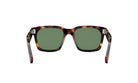 A pair of sunglasses with dark green lenses.
