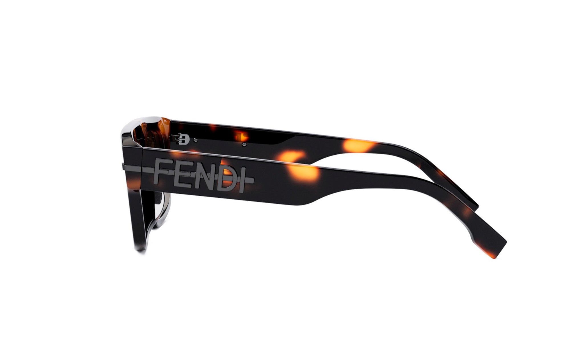 A pair of sunglasses with the Fendi logo prominently displayed on the frame.