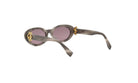 A pair of stylish sunglasses with a gray frame and gold accents.