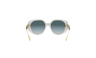 A pair of stylish sunglasses with a white frame and dark lenses.