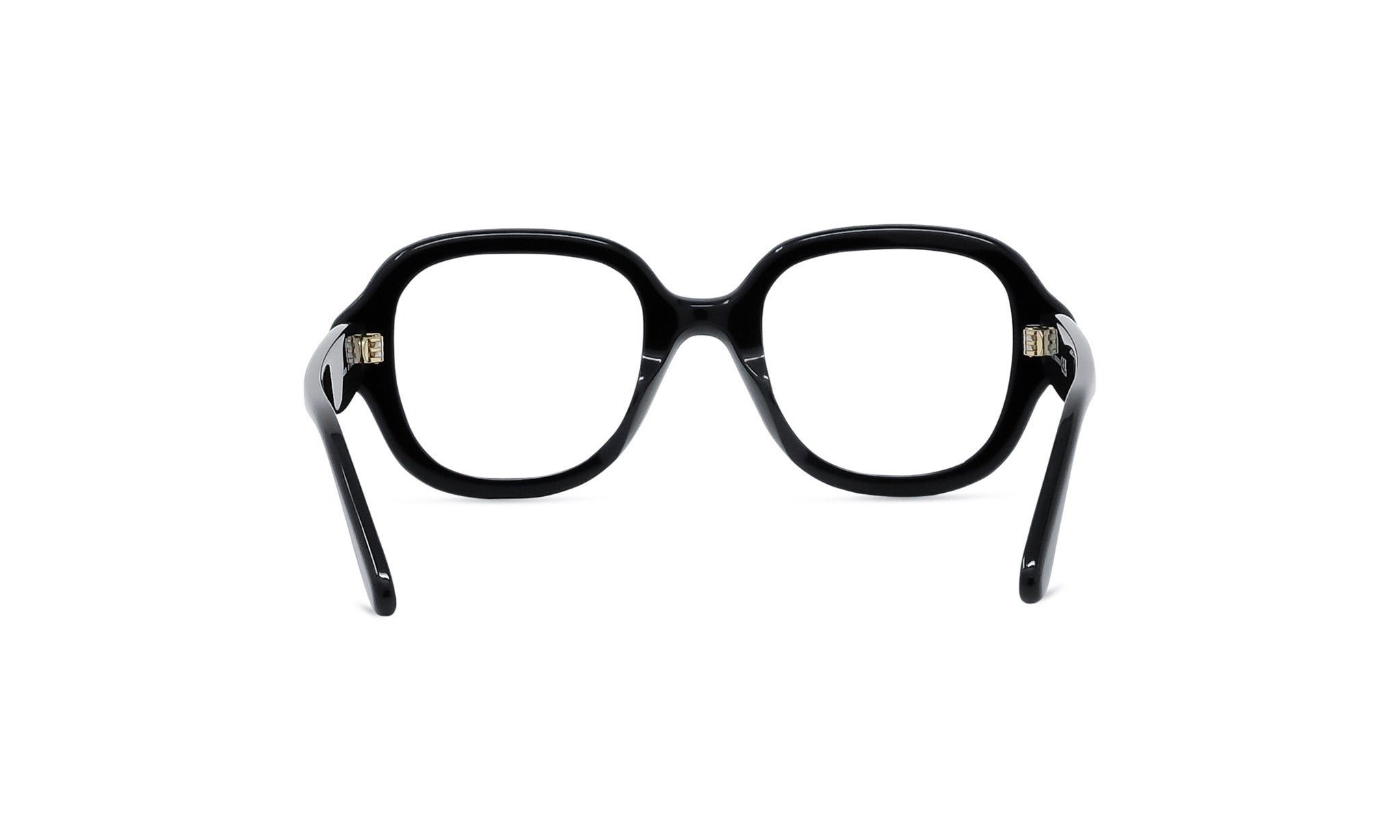 A pair of black-framed glasses with a sleek, modern design.