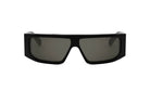 A pair of black rectangular sunglasses with dark lenses.