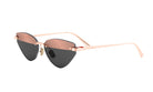 A pair of stylish sunglasses with a gold frame and dark lenses.