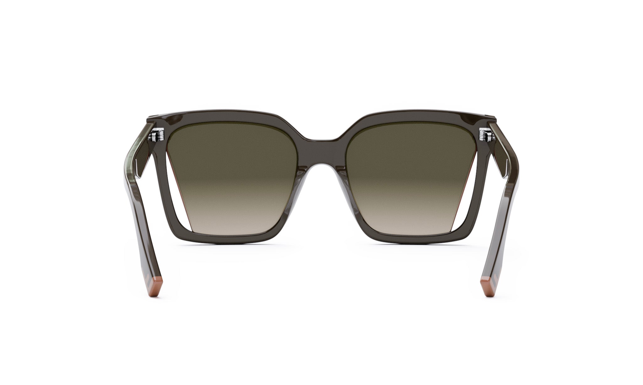 A pair of dark-colored sunglasses with a gradient lens design.