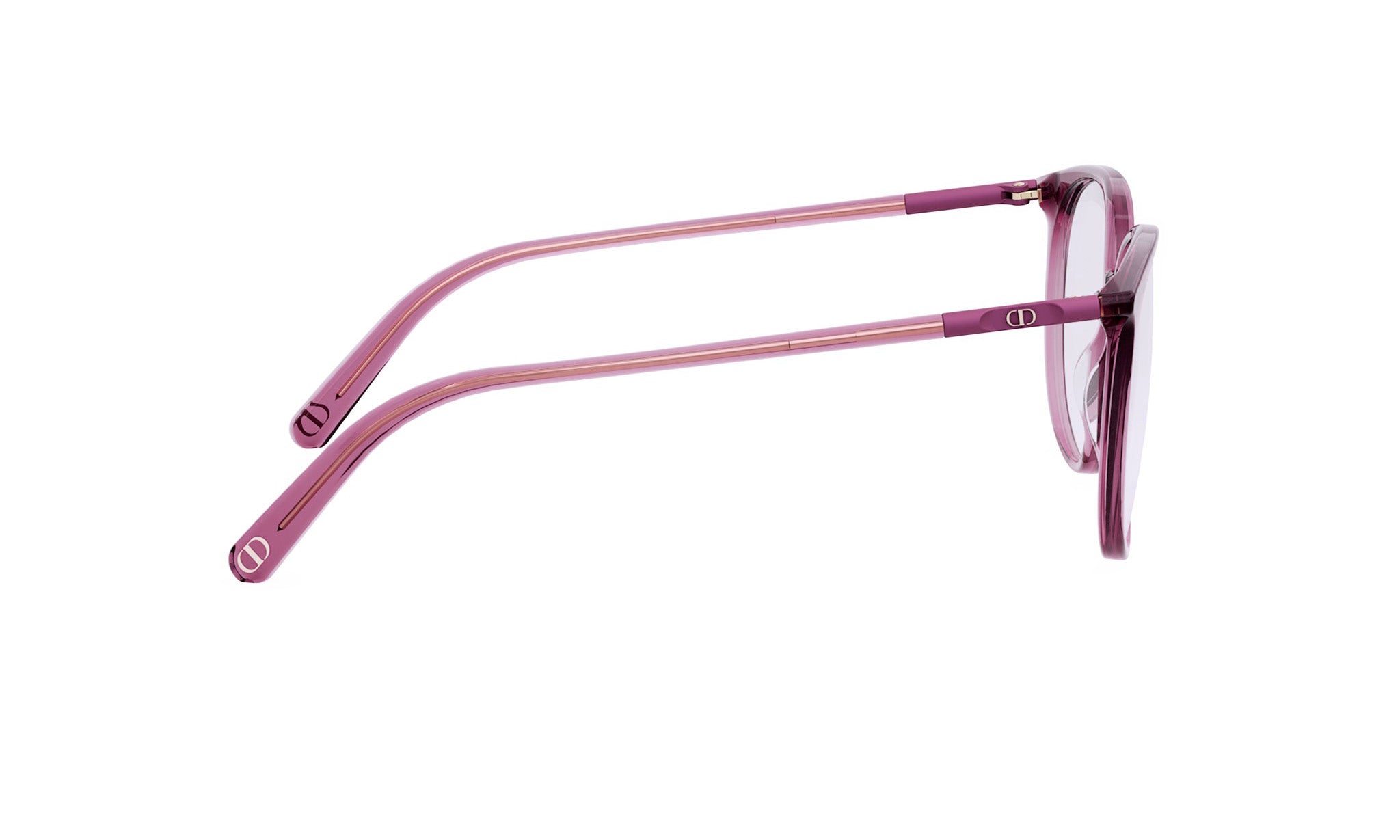 A pair of purple-framed glasses with a thin, sleek design.