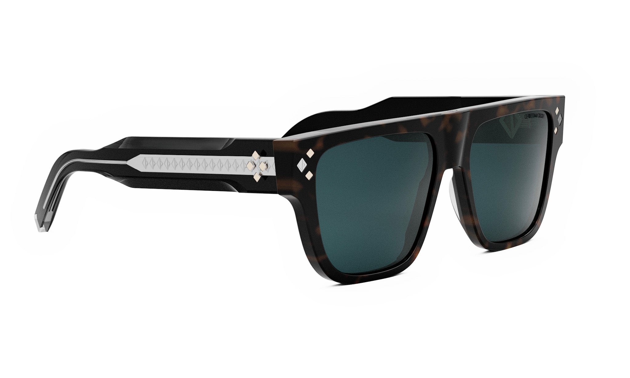 A pair of stylish sunglasses with dark frames and dark lenses.