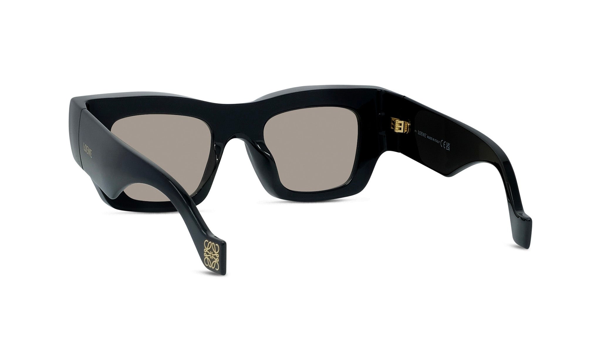 A pair of black sunglasses with a dark frame and dark lenses.