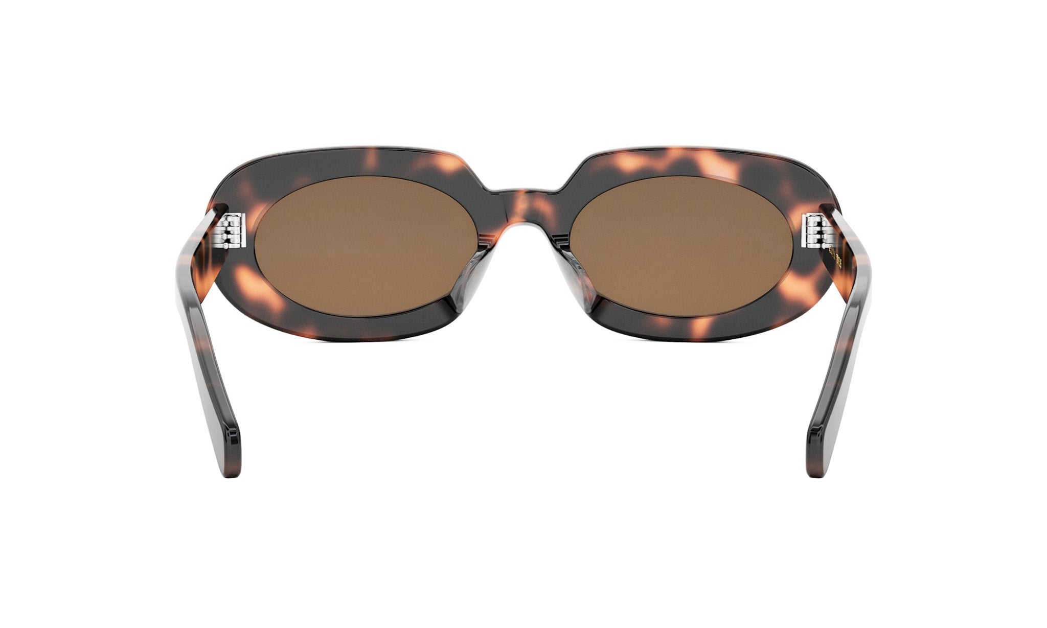 A pair of sunglasses with a tortoiseshell frame and brown lenses.
