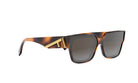A pair of stylish sunglasses with a tortoiseshell frame and dark lenses.