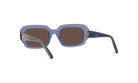 A pair of blue-tinted sunglasses with dark brown lenses.