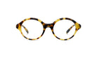 A pair of tortoiseshell-framed glasses with a yellow and black color scheme.