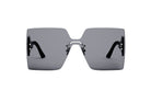A pair of stylish, square-framed sunglasses with dark lenses.