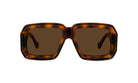A pair of brown-framed sunglasses with dark lenses.