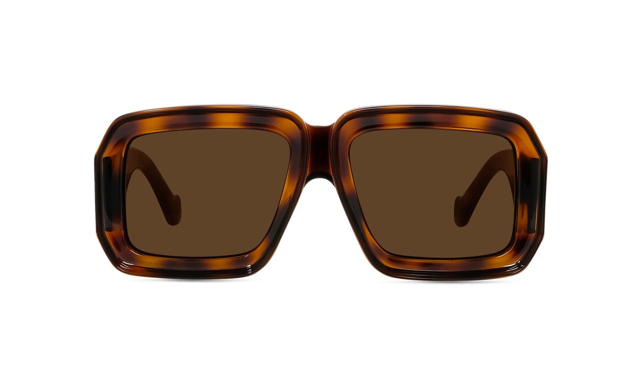 A pair of brown-framed sunglasses with dark lenses.