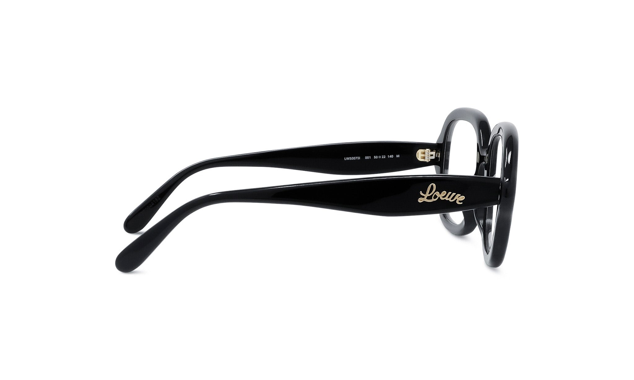 A pair of black-framed glasses with the word "Love" engraved on the side.