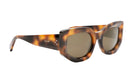 A pair of stylish sunglasses with a tortoiseshell frame and dark lenses.