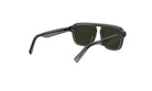 A pair of dark-colored sunglasses with dark lenses.
