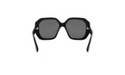 A pair of black, square-framed sunglasses with dark lenses.