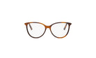 A pair of brown-framed glasses with clear lenses is shown against a white background.