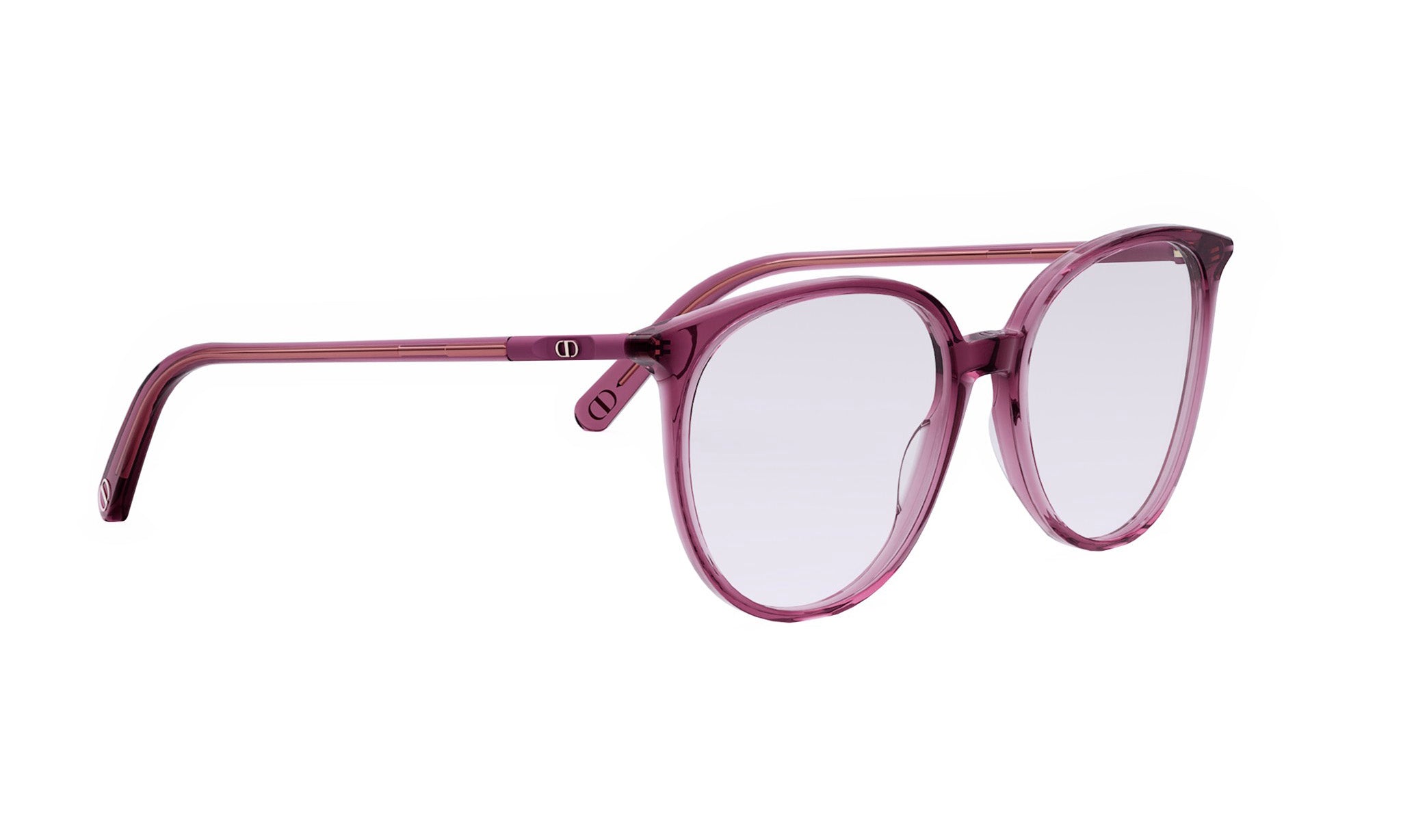 A pair of purple-framed glasses with a thin, sleek design.