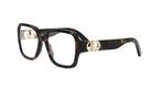 A pair of stylish tortoiseshell-framed glasses with gold accents, showcasing a sophisticated and elegant design.