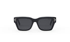 A pair of black sunglasses with diamond-shaped embellishments on the sides.