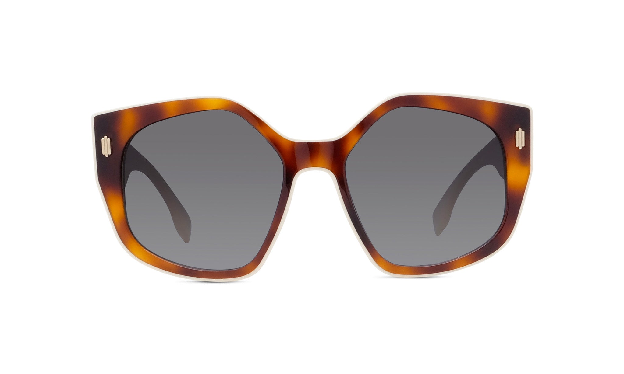 A pair of stylish sunglasses with a tortoiseshell frame and dark lenses.