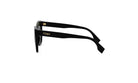 A pair of black Fendi sunglasses with gold accents.