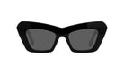 A pair of black cat-eye sunglasses with dark lenses.