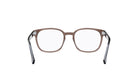 A pair of brown-framed glasses with clear lenses, shown from the back view.