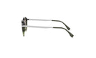 A pair of dark green-framed sunglasses with white accents, positioned side by side against a white background.