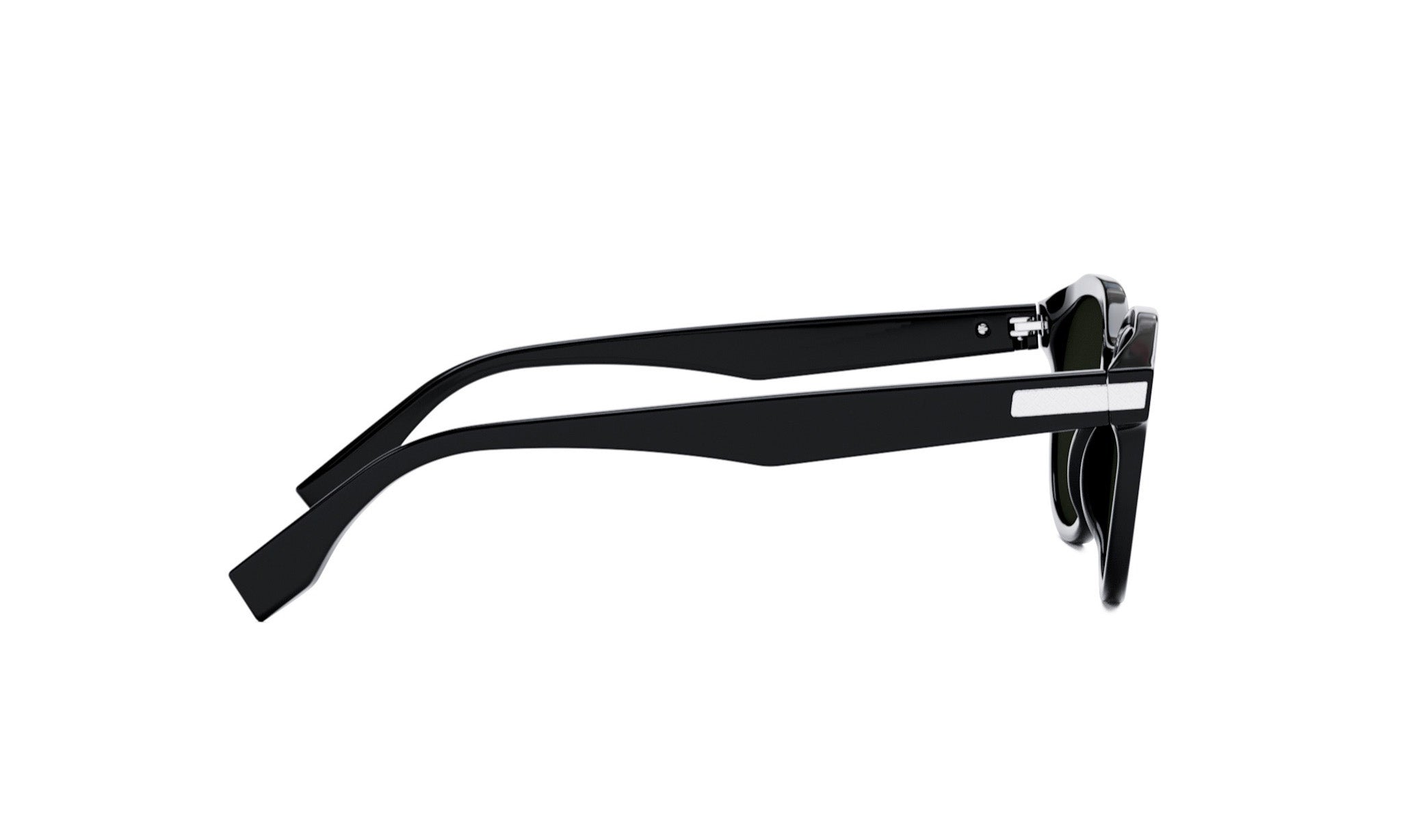 A pair of black sunglasses with a sleek, modern design.