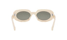 A pair of white, oval-shaped sunglasses with dark lenses.