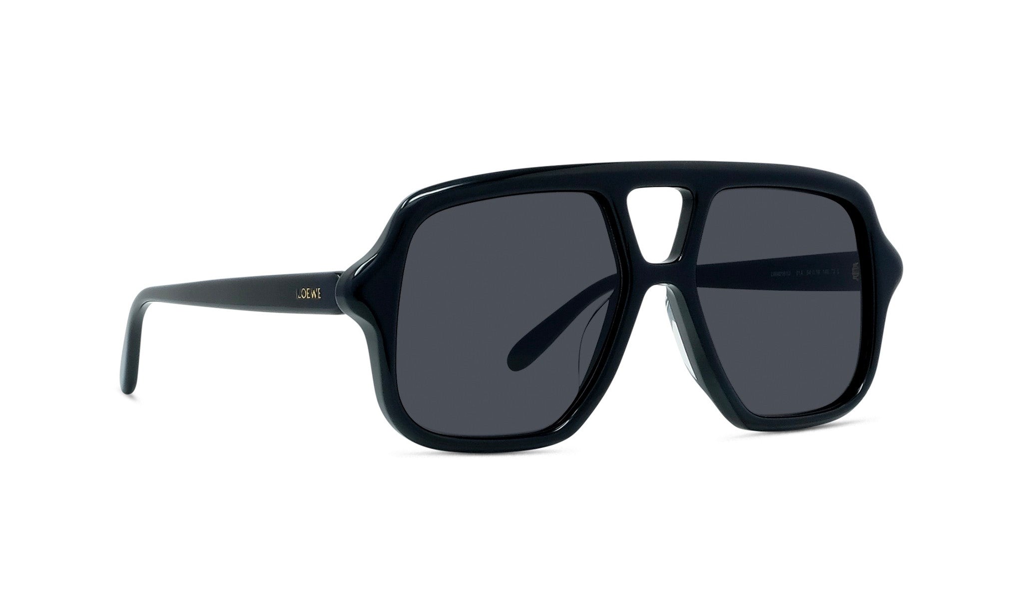 A pair of black sunglasses with a sleek, modern design.