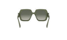 A pair of green-framed sunglasses with a gradient lens design.