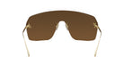 A pair of brown sunglasses with gold-colored metal frames and curved arms.