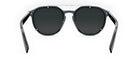 A pair of dark-framed sunglasses with a sleek, modern design.
