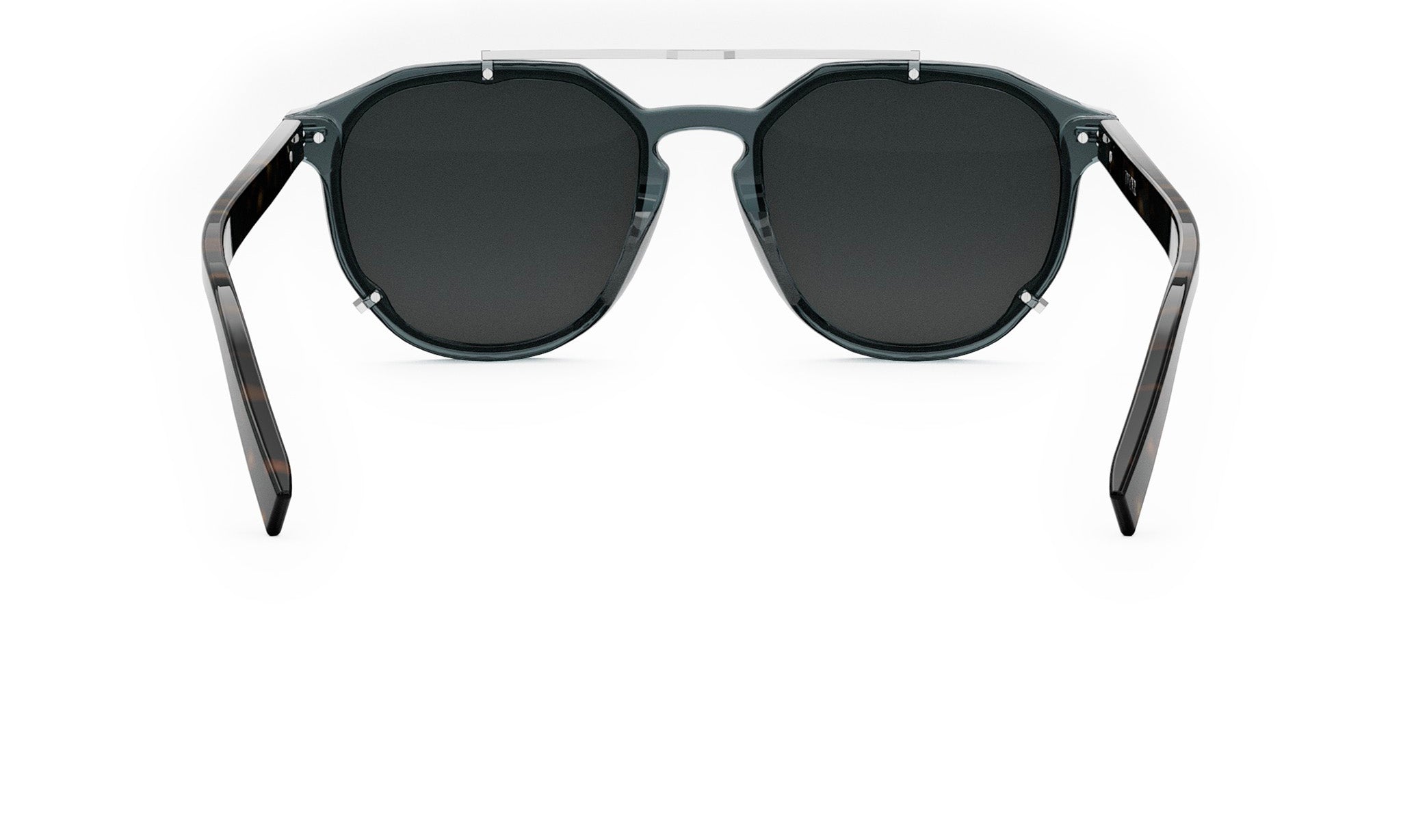 A pair of dark-framed sunglasses with a sleek, modern design.