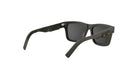 A pair of dark-colored sunglasses with a black frame and dark lenses.