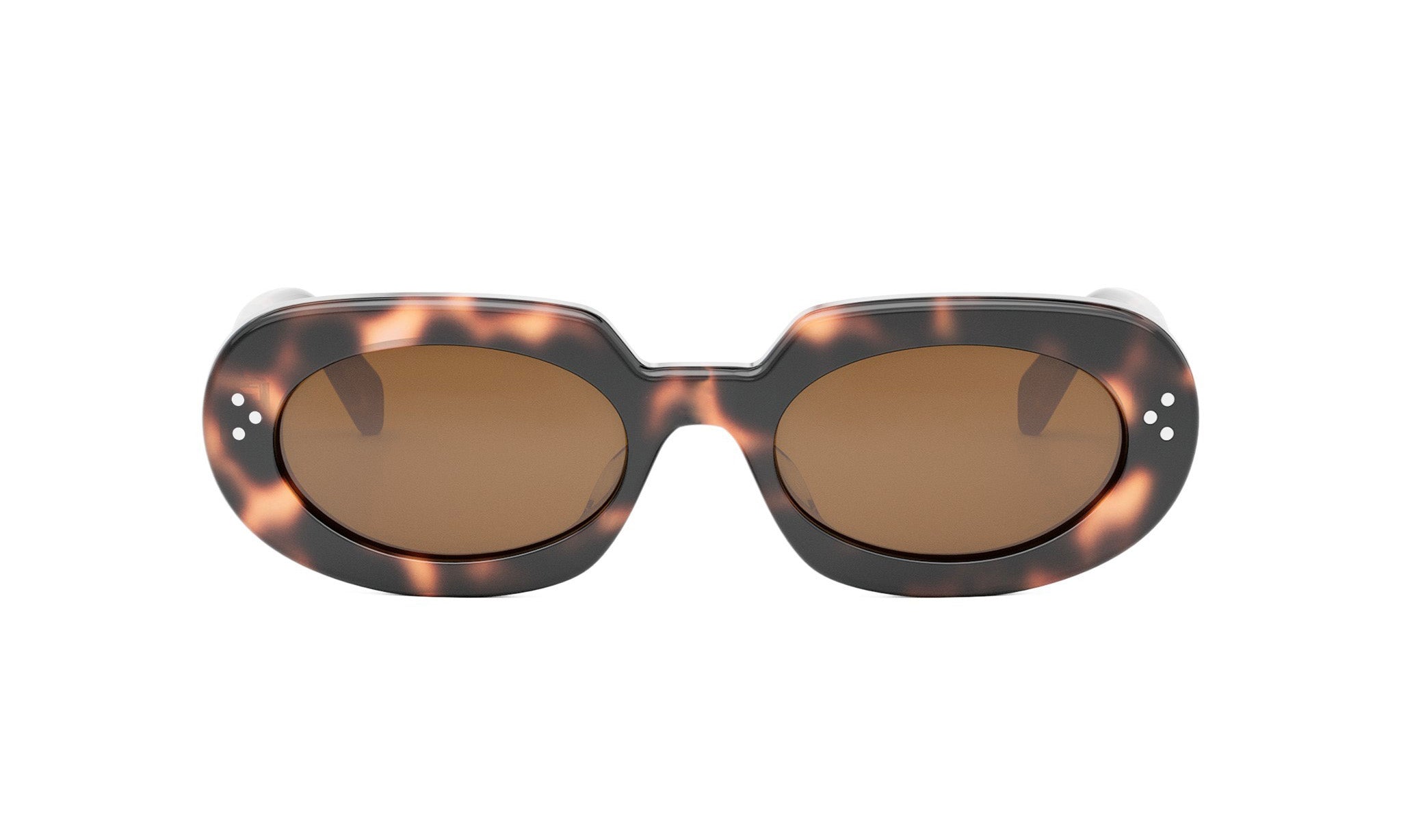 A pair of stylish sunglasses with a tortoiseshell frame and brown lenses.