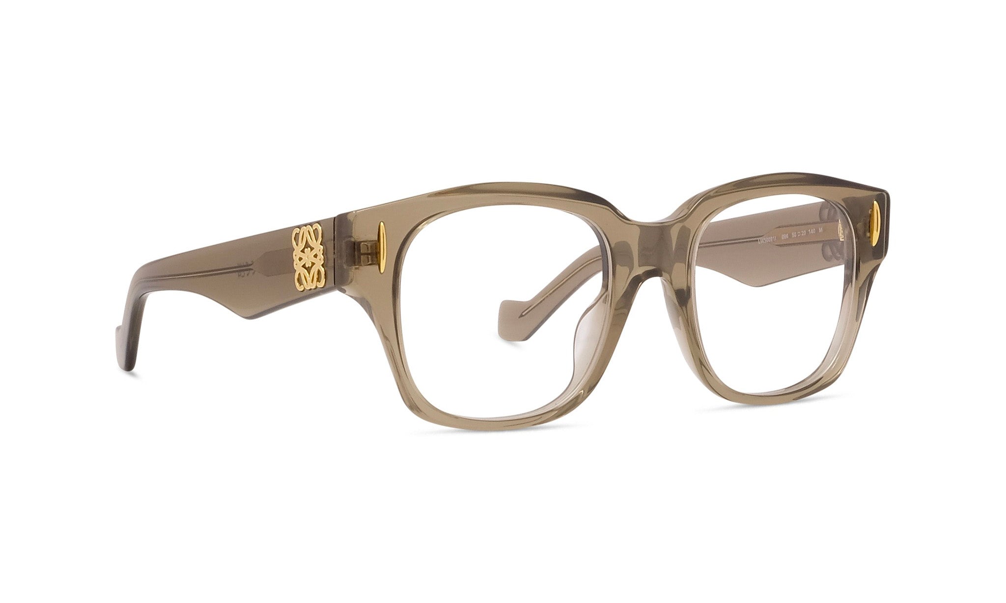 A pair of stylish, brown-framed glasses with a gold-colored accent detail on the temples.