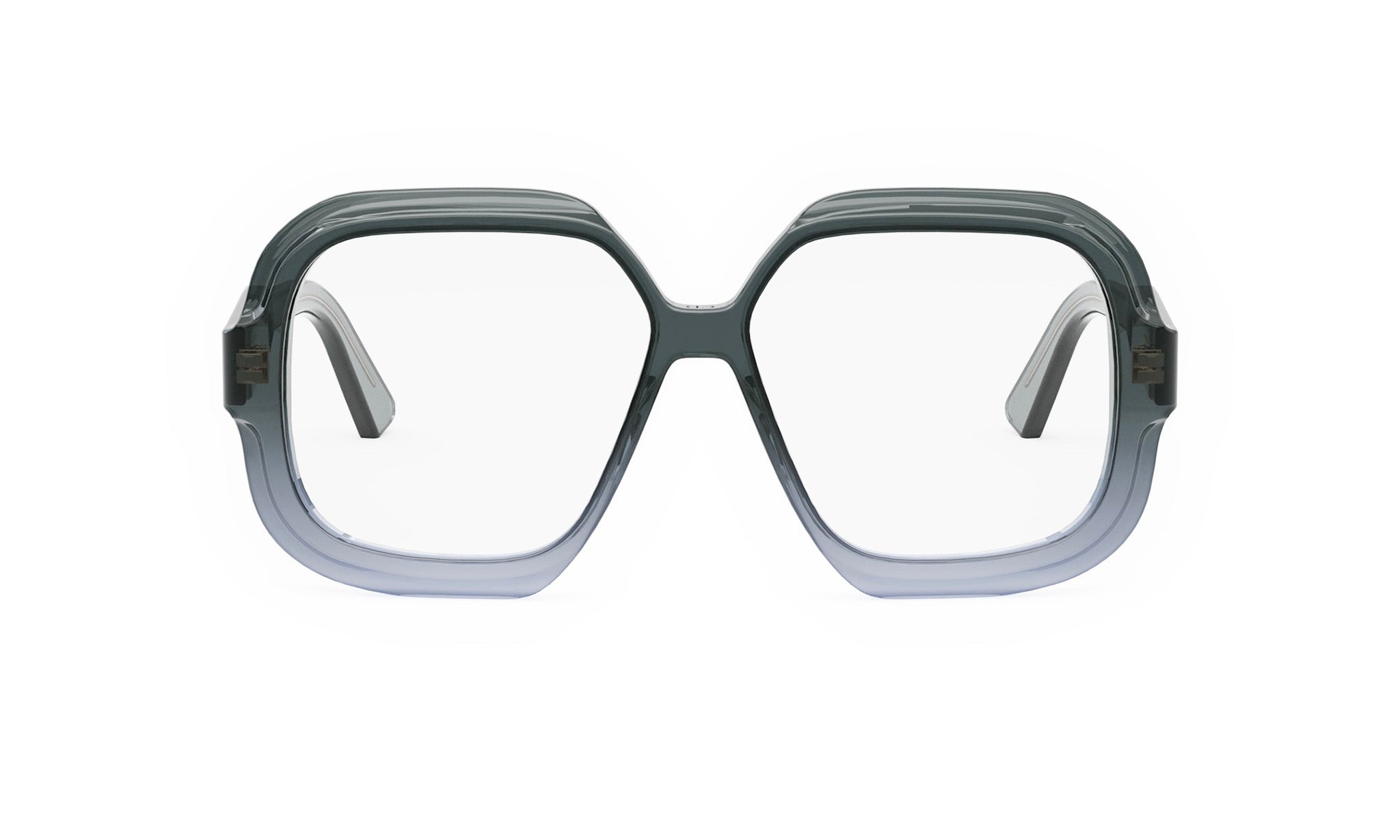 A pair of stylish, oversized, and dark-colored glasses with a unique, geometric frame design.