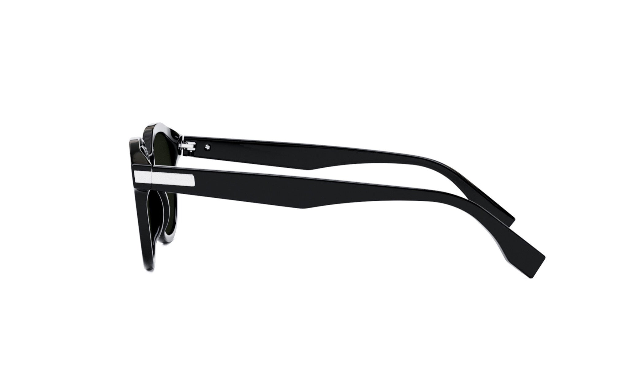 A pair of black sunglasses with a sleek, modern design.