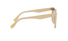 A pair of tan-colored sunglasses with the Fendi logo visible on the frame.