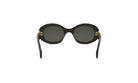 A pair of black sunglasses with gold accents.